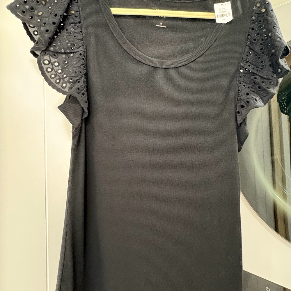 GAP Black Eyelet Sleeve Tank Top